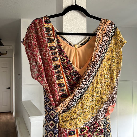 Desigual NWT dress colorful with draped front built in slip size 40/6 - Picture 2 of 9